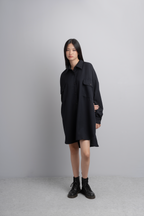Eva Oversize Shirt Dress in Midnight