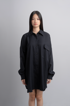 Eva Oversize Shirt Dress in Midnight