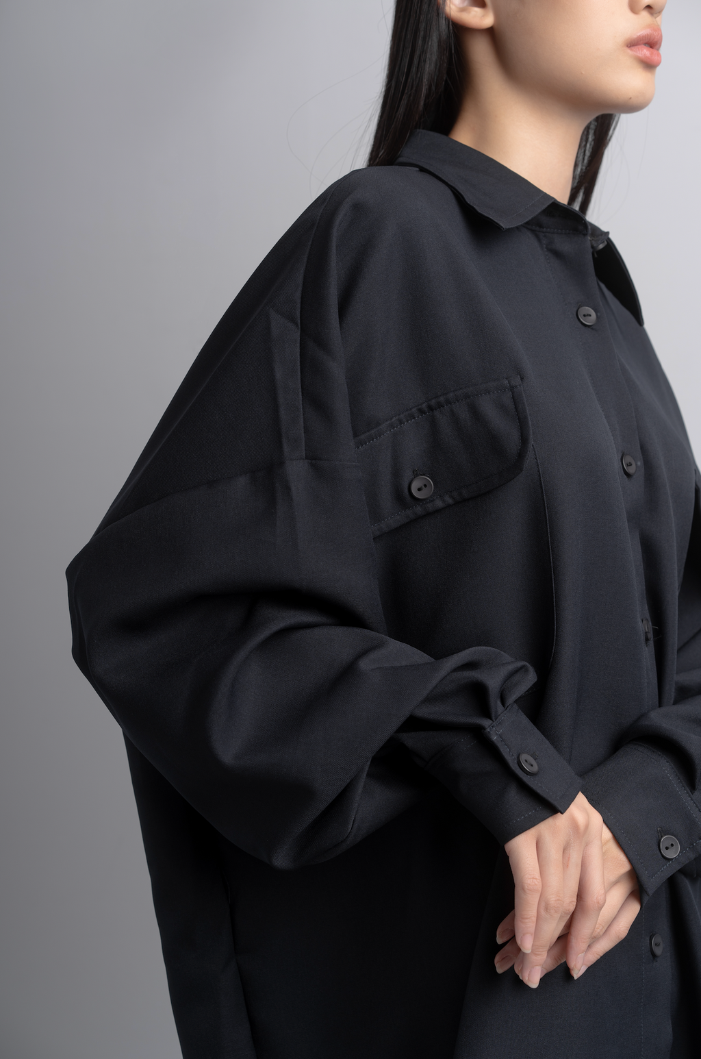 Eva Oversize Shirt Dress in Midnight