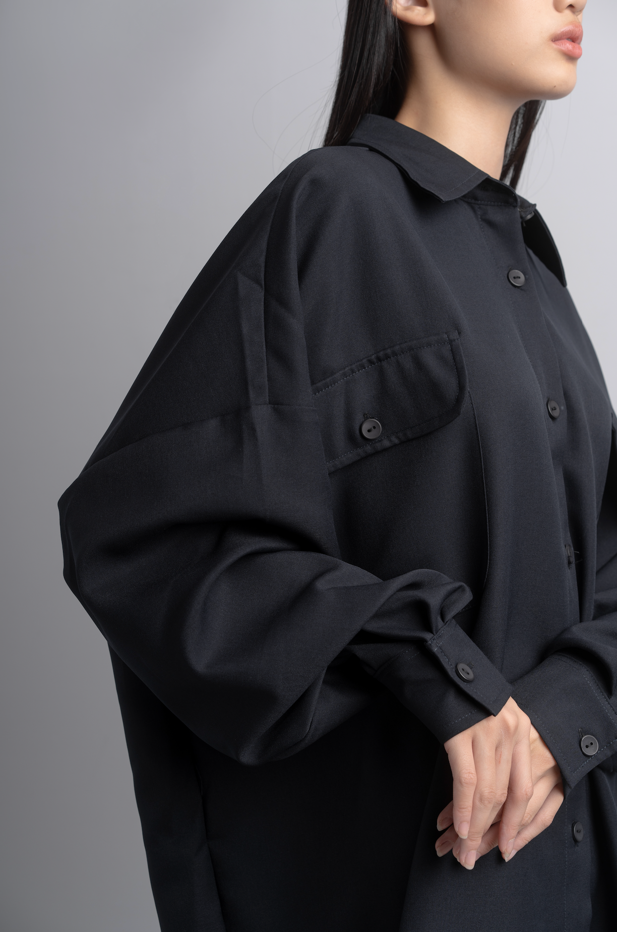 Eva Oversize Shirt Dress in Midnight