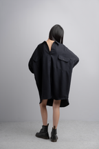 Eva Oversize Shirt Dress in Midnight