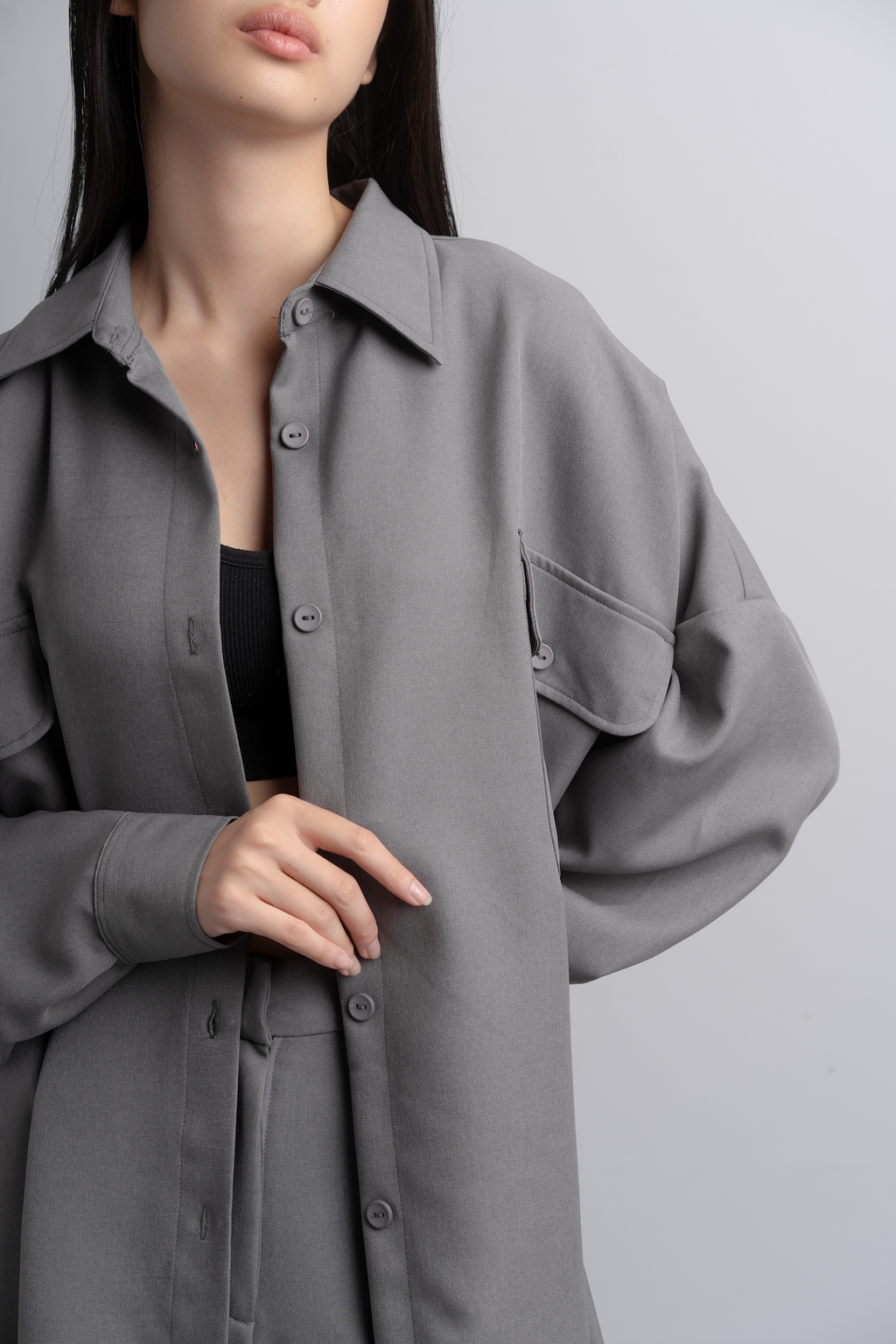 Eva Oversize Shirt in Charcoal