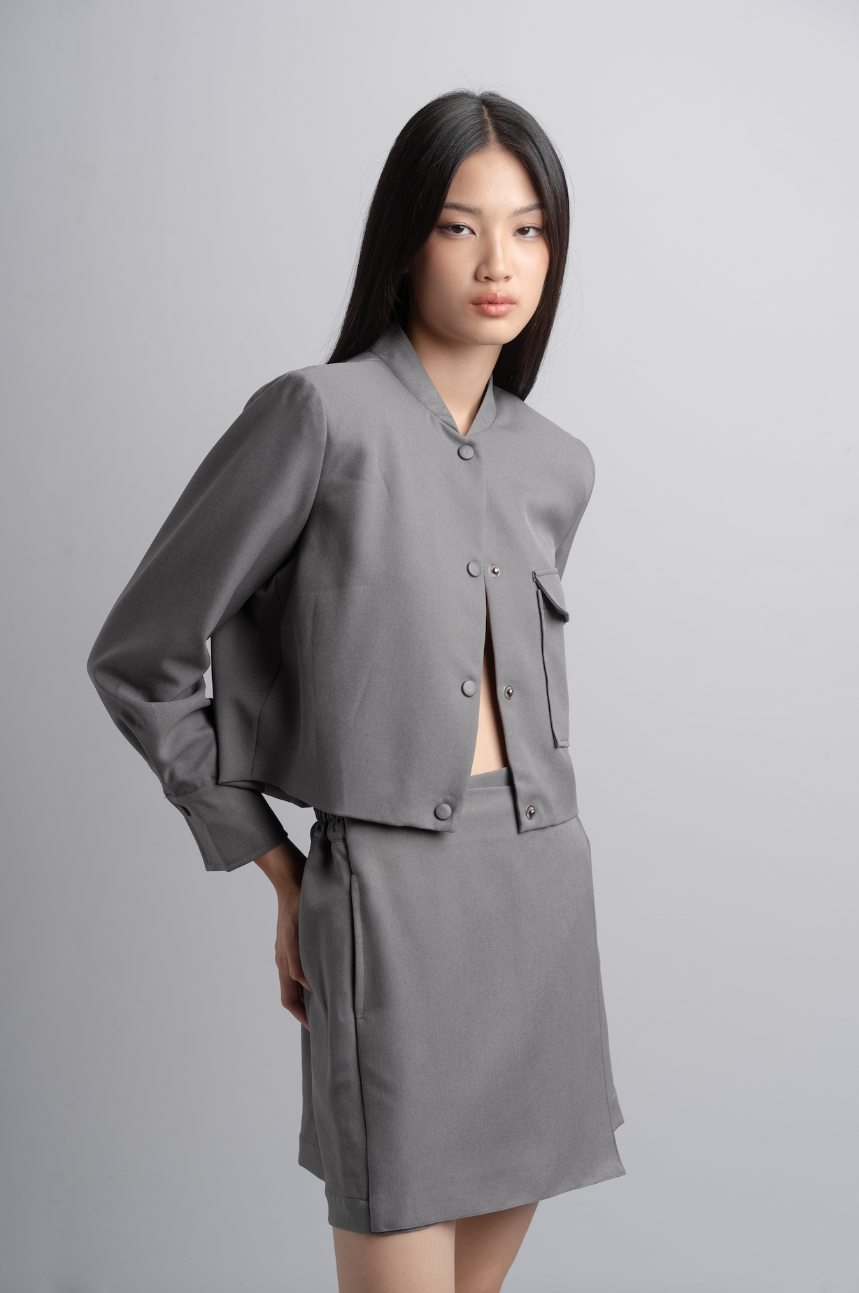 Reika Boxy Jacket in Charcoal