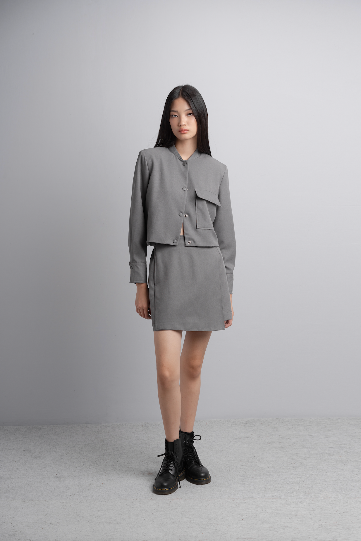 Reika Boxy Jacket in Charcoal