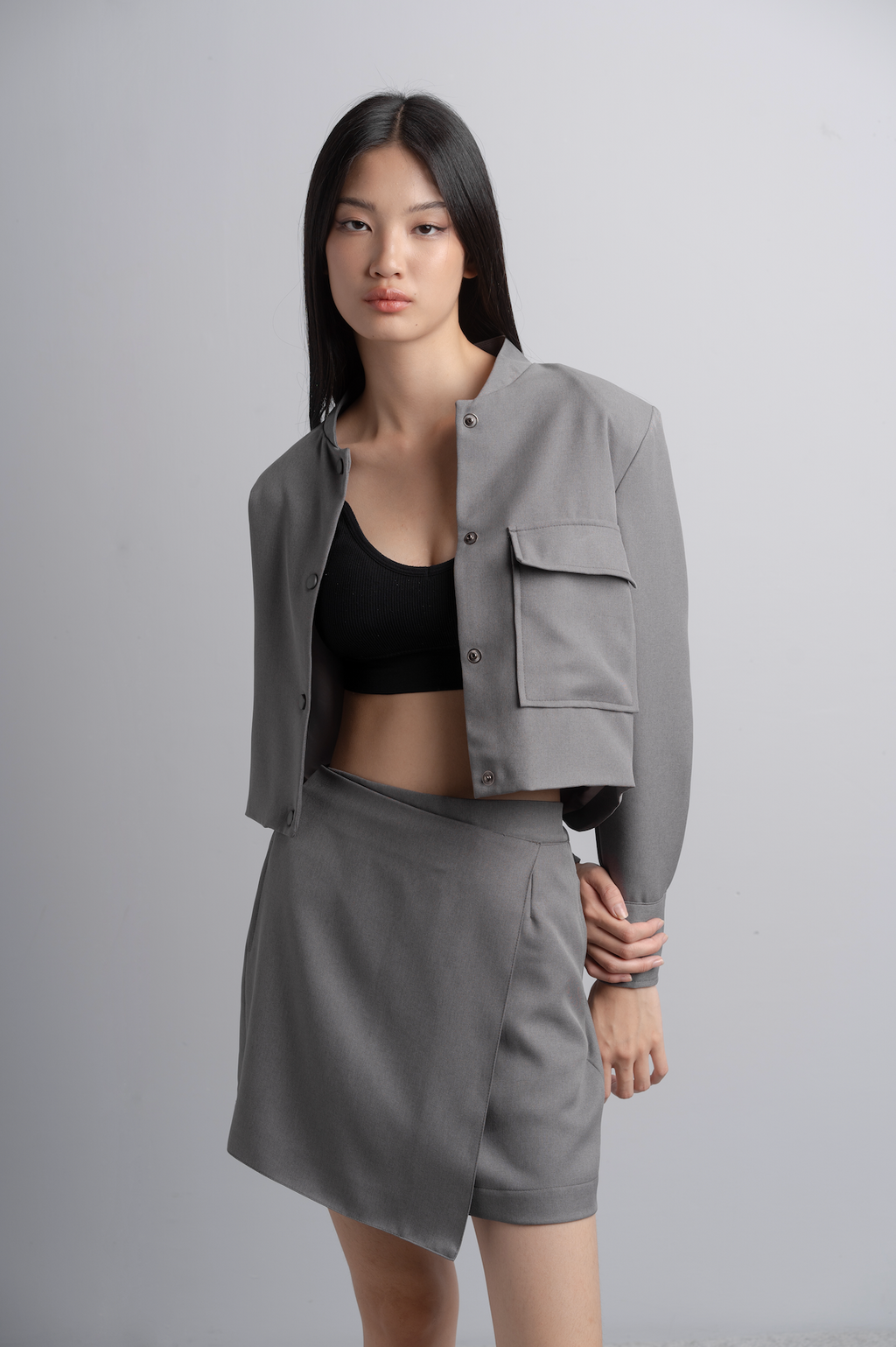 Reika Boxy Jacket in Charcoal