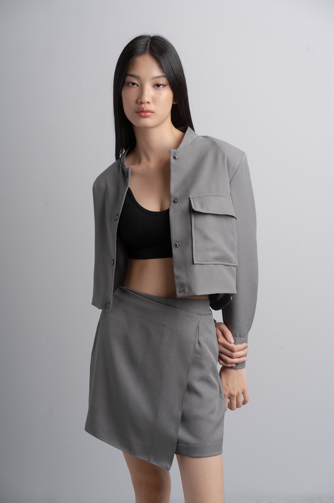 Reika Boxy Jacket in Charcoal