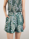 Blake Pleated Shorts in Anthurium