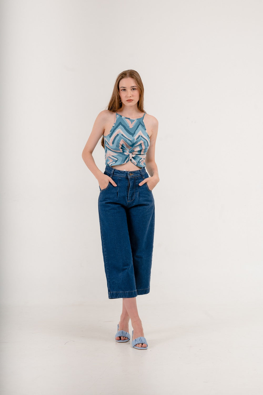 Carolina Front Knot Top in Moon