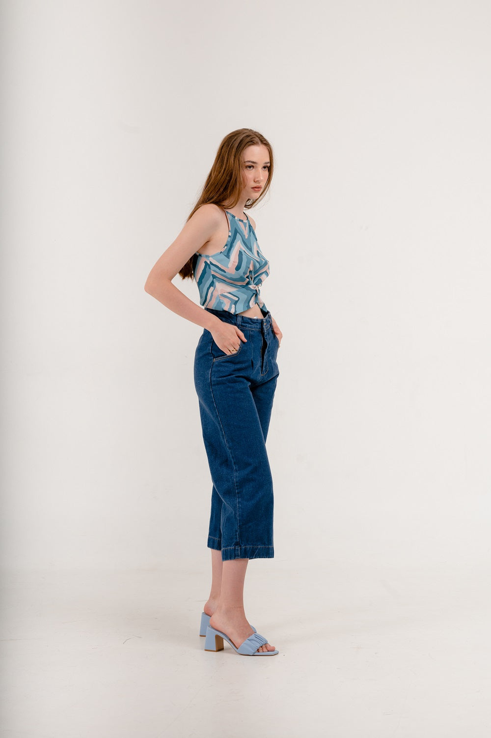 Carolina Front Knot Top in Moon
