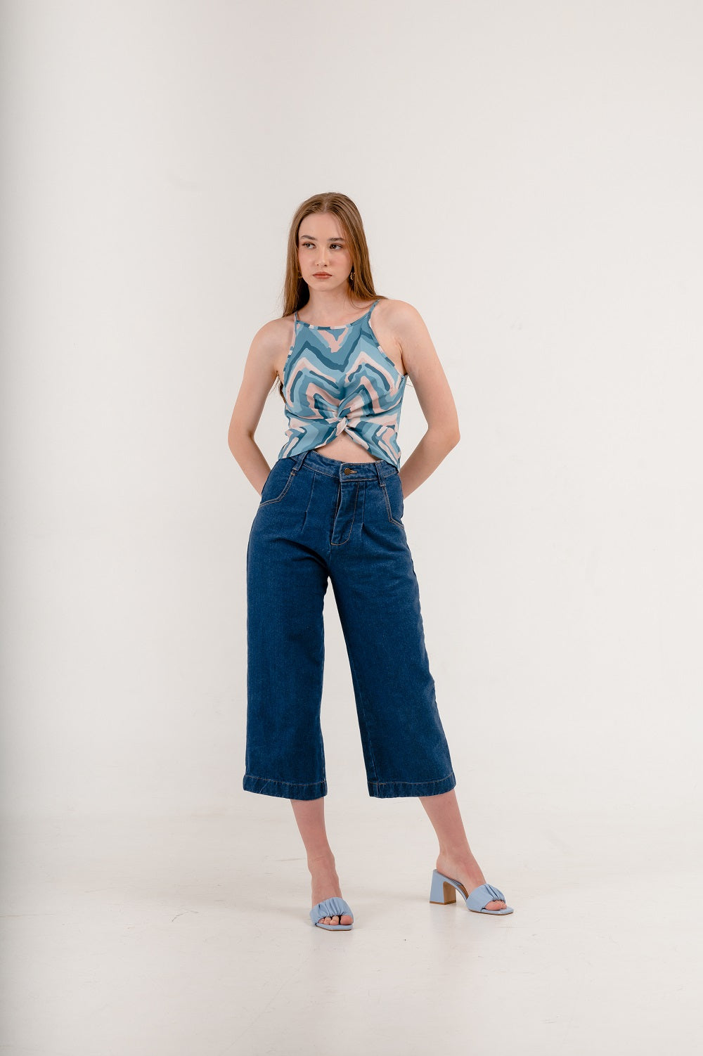 Carolina Front Knot Top in Moon