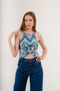 Carolina Front Knot Top in Moon