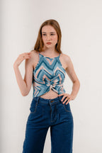 Carolina Front Knot Top in Moon